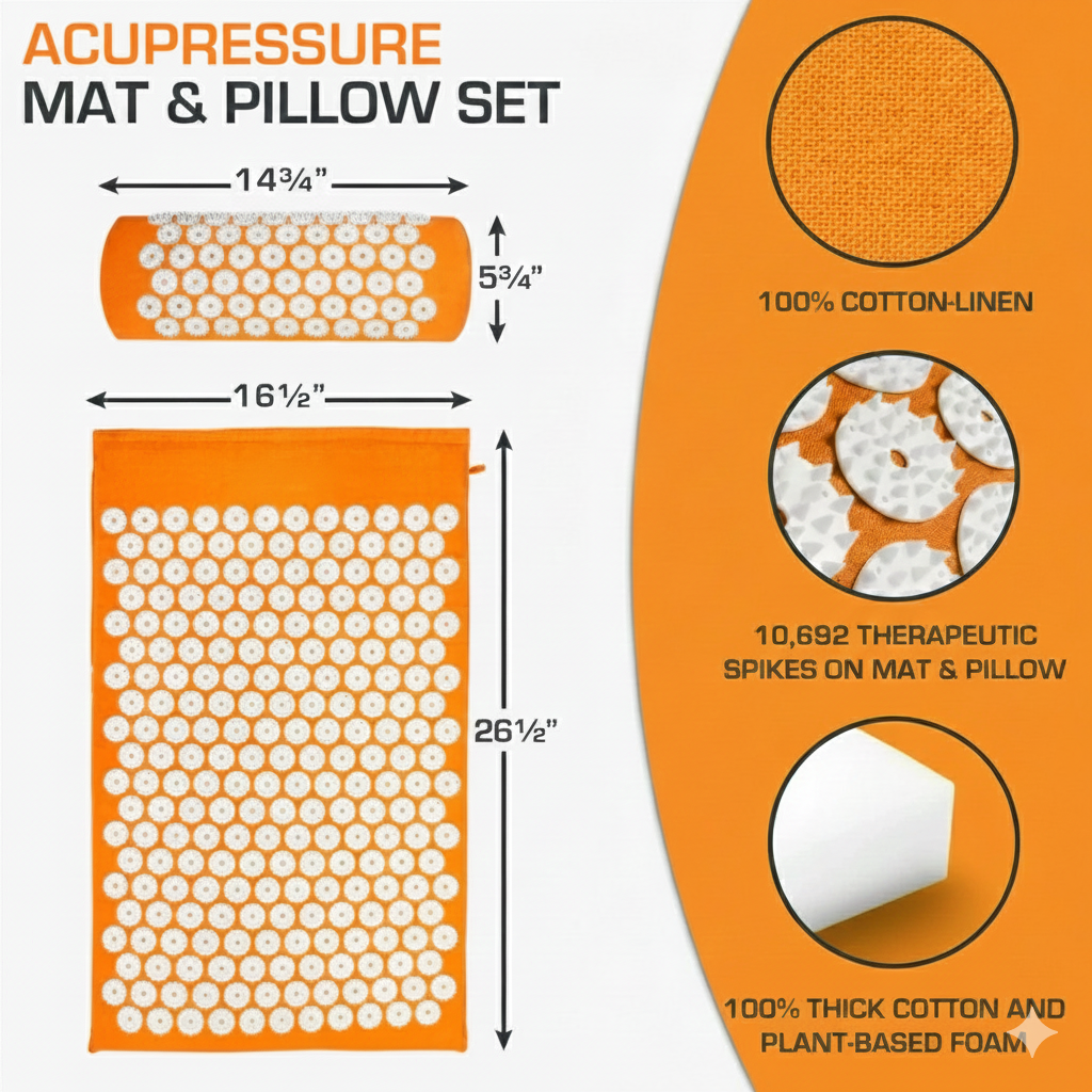 Acupressure Mat and Pillow Set