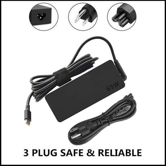 65W USB-C/Type C Laptop Charger Power Supply Adapter for Lenovo Yoga Chromebook series,Thinkpad t480,Lenovo Yoga C930-13,Yoga S730-13,Yoga 920-13,Yoga 730-13,IdeaPad 730s-13,GX20P92530,ThinkPad X1 Carbon,with CA Power Cord