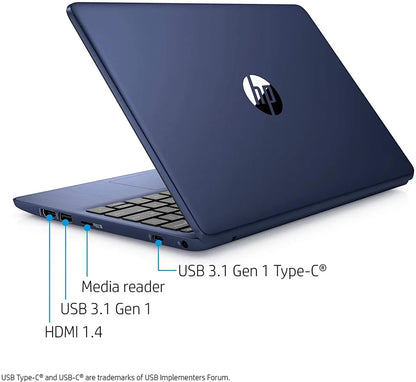 HP Stream 11.6-inch HD Laptop, Intel Celeron N4000, 16 GB RAM 512GB SSD, Windows 10 Home, 11-ak0010nr, Royal Blue)
